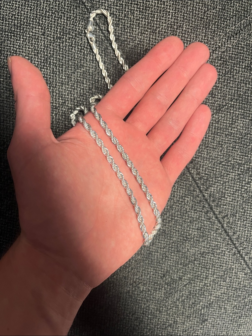 925 Sterling Silver Rope Chain Necklace - Men’s Women’s Unisex 26”